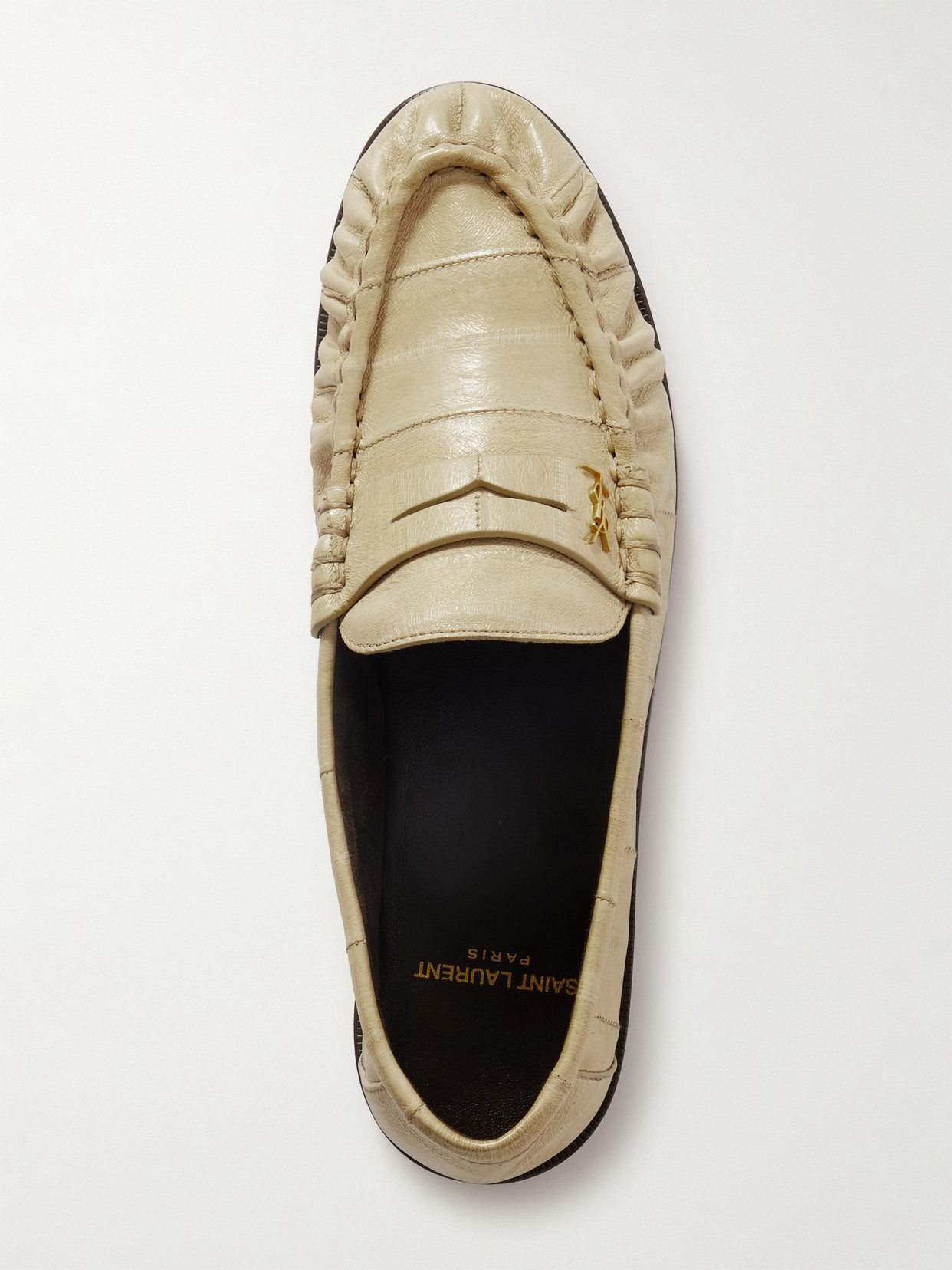 Shop Saint Laurent Le Loafer Leather Loafers In Ivory