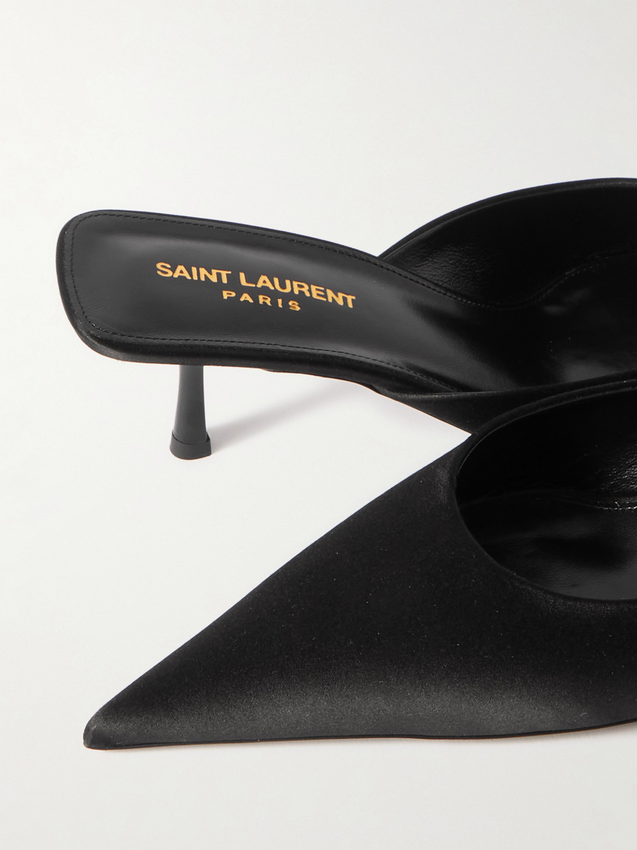 Saint Laurent Barbara Leather Mule Pumps In Black