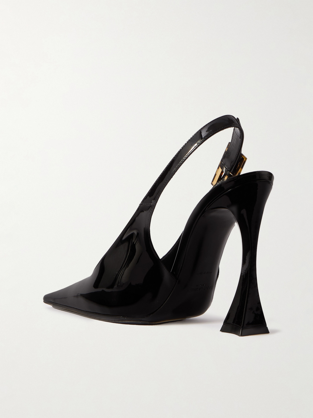 Shop Saint Laurent Dune Patent-leather Slingback Pumps In Black