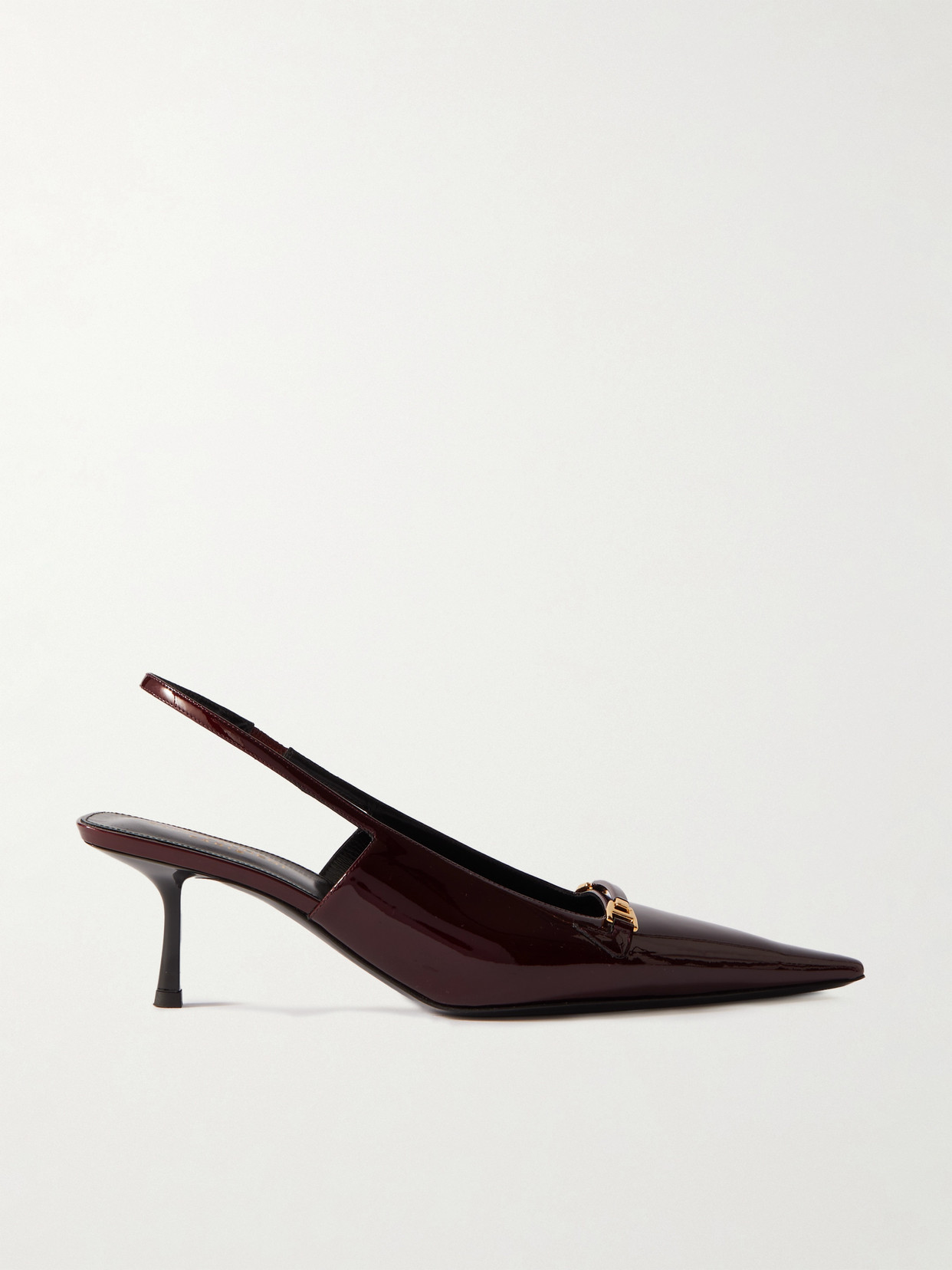 Saint Laurent Carine Embellished Patent-leather Slingback Pumps In Burgundy