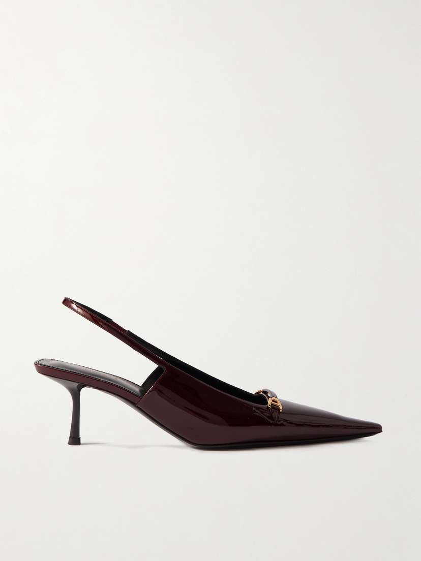 Saint Laurent Carine Embellished Patent-leather Slingback Pumps - EU 42