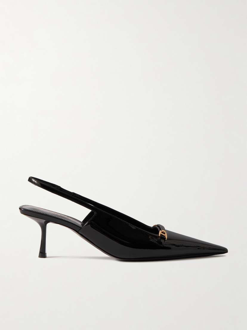 Saint Laurent Carine Embellished Patent-leather Slingback Pumps