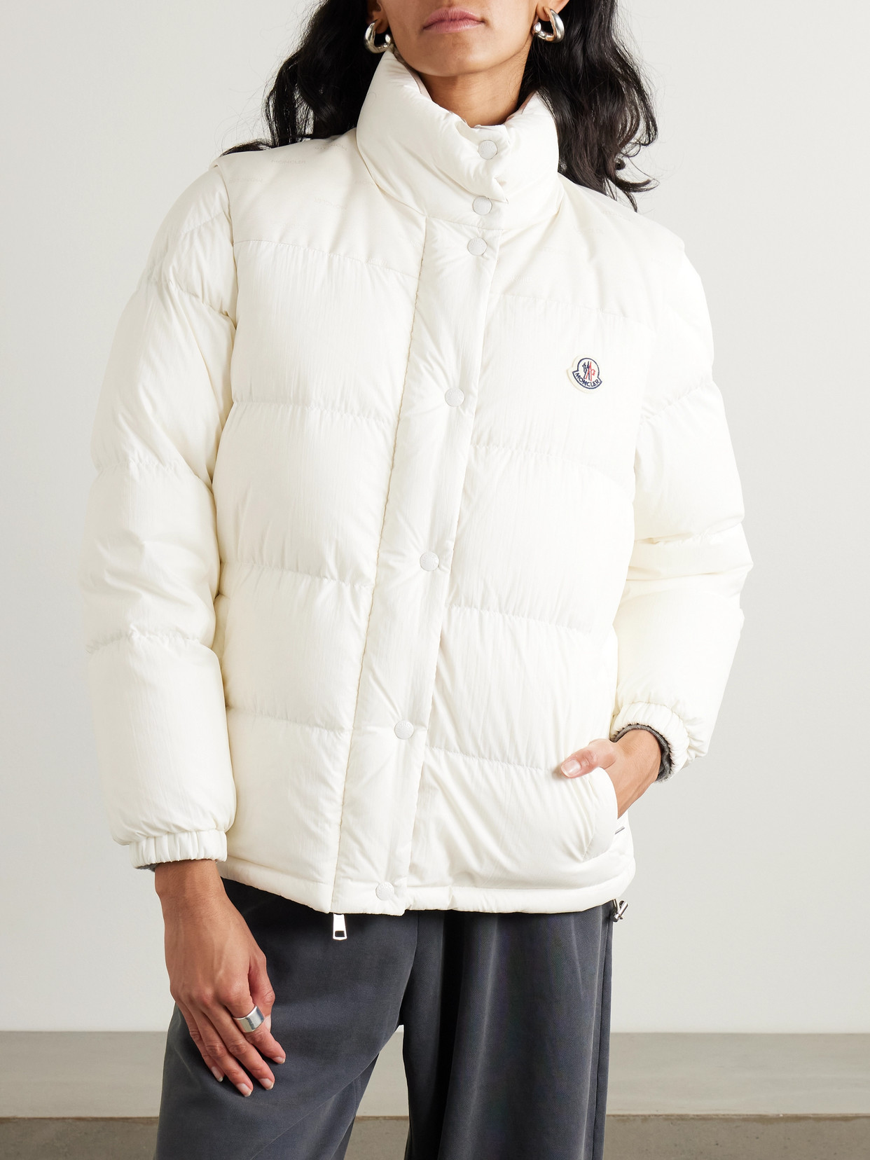 Moncler Verone Reversible Twill-jacquard Trimmed Quilted Shell Down Jacket In White