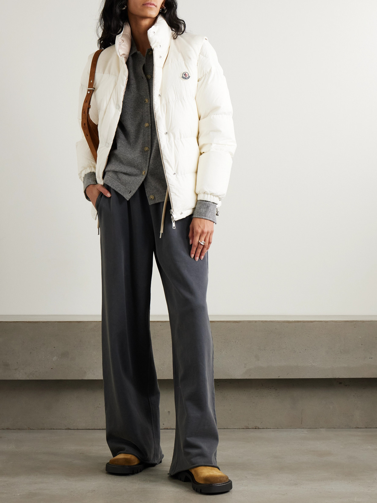 Moncler Verone Reversible Twill-jacquard Trimmed Quilted Shell Down Jacket In White