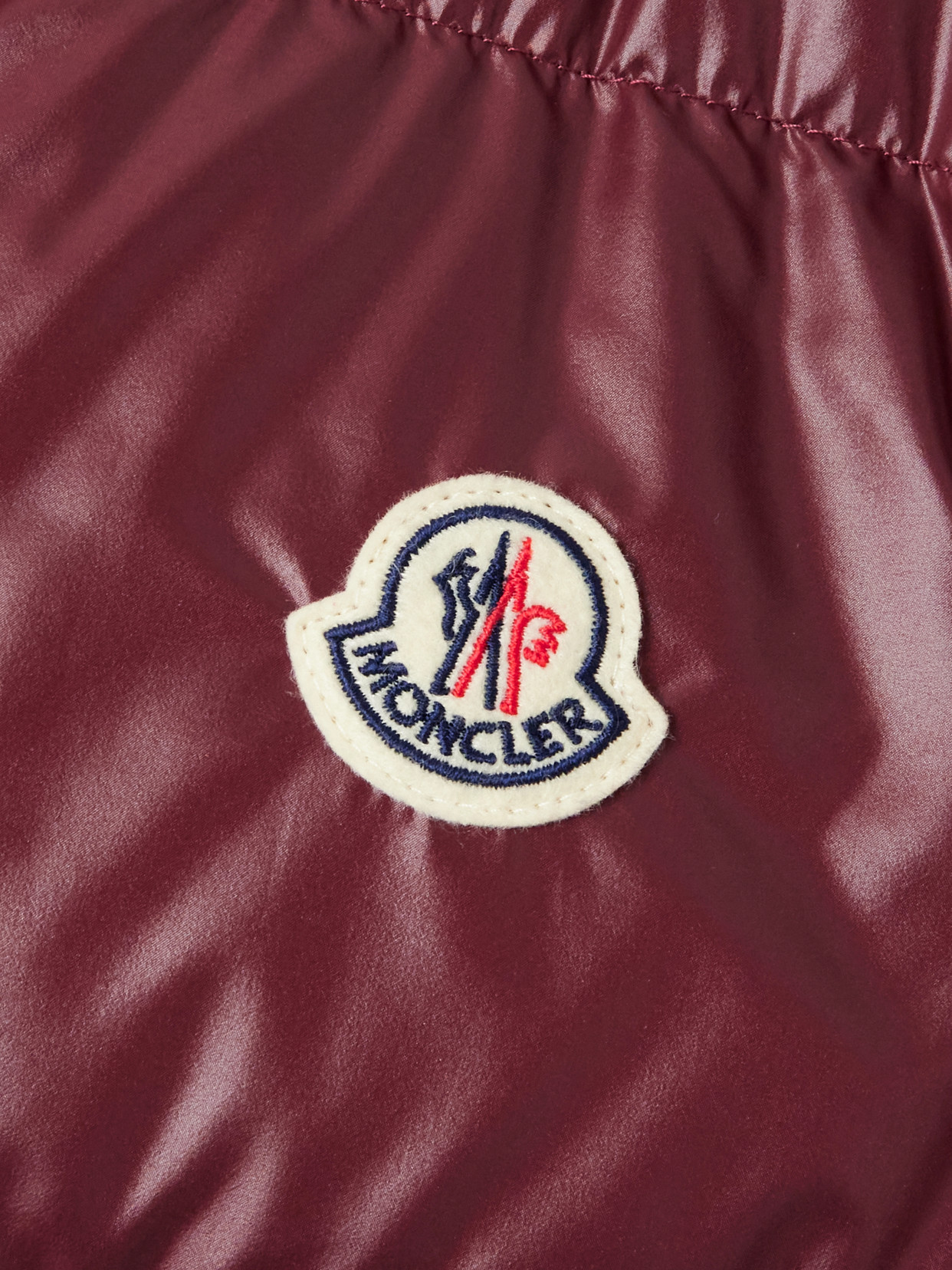 Moncler Verone Reversible Twill-jacquard Trimmed Quilted Shell Down Jacket In Burgundy
