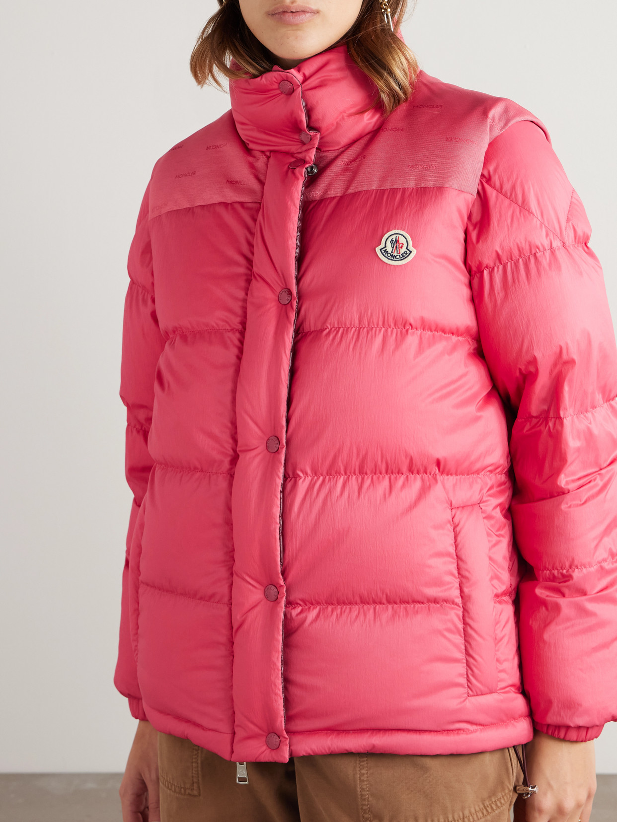 Moncler Verone Reversible Twill-jacquard Trimmed Quilted Shell Down Jacket In Burgundy