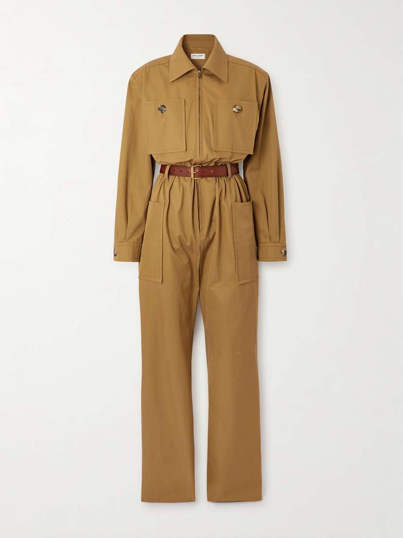 Saint Laurent Belted Cotton-twill Jumpsuit
