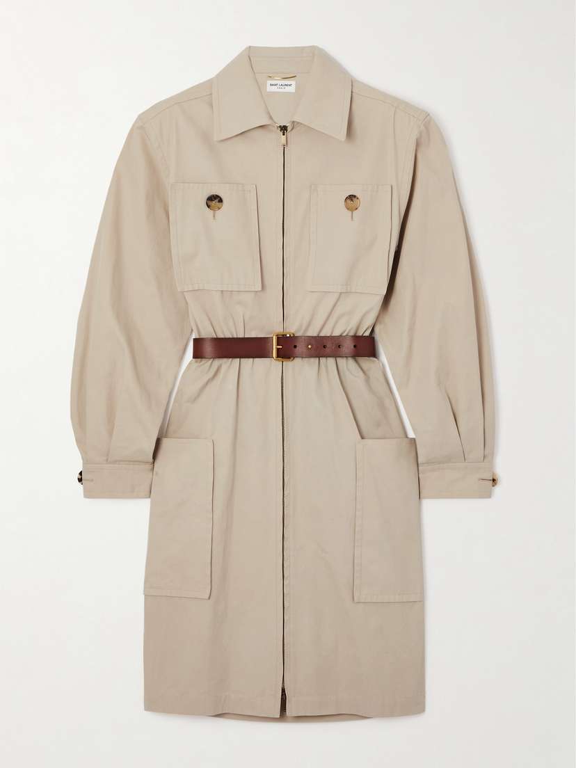 Saint Laurent Belted Cotton-twill Mini Dress