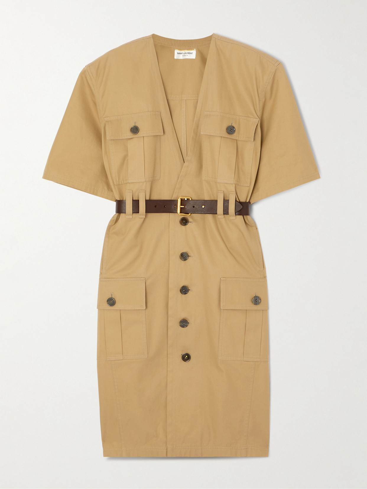 Saint Laurent Saharienne Dress In Neutrals