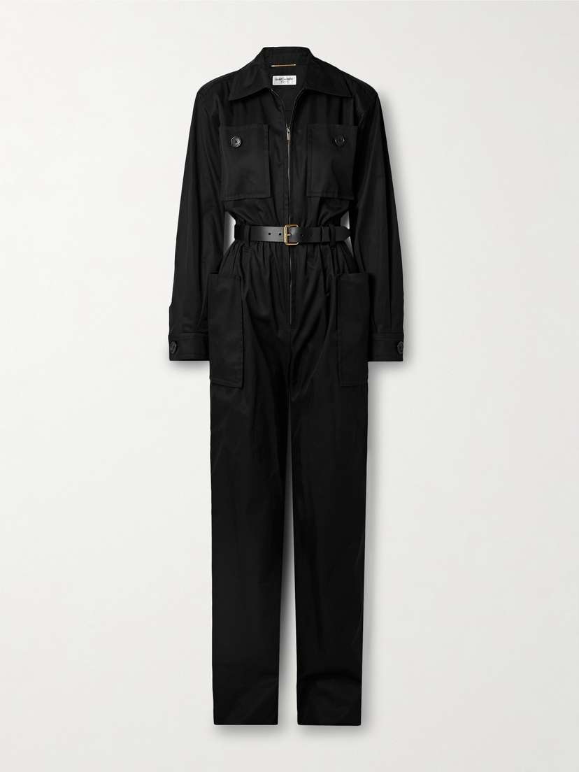 Saint Laurent Belted Cotton-twill Jumpsuit