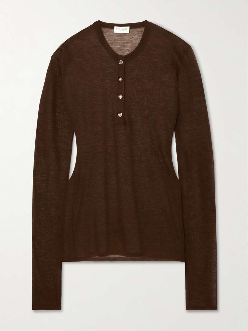 Saint Laurent Lyocell And Wool-blend Henley Top