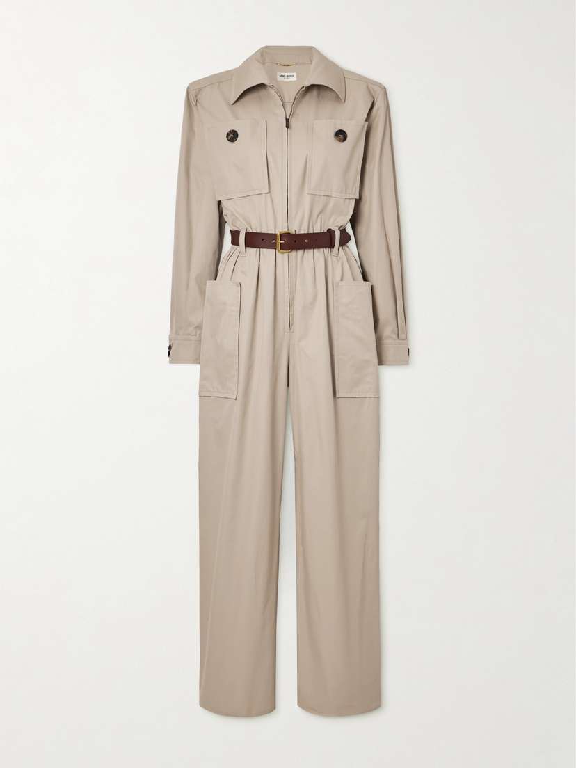 Saint Laurent Belted Cotton-twill Jumpsuit
