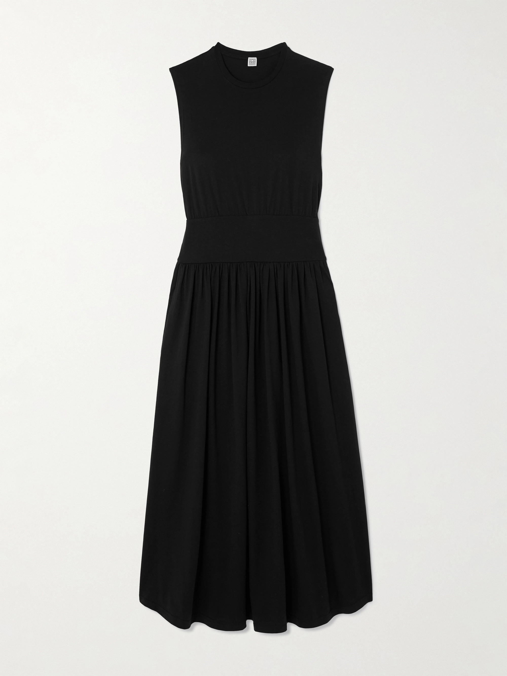 TOTEME Pleated organic cotton-jersey midi dress thumbnail