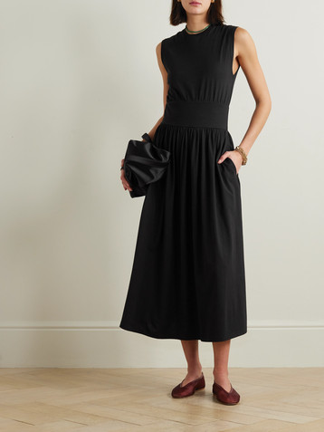 TOTEME Pleated organic cotton-jersey midi dress