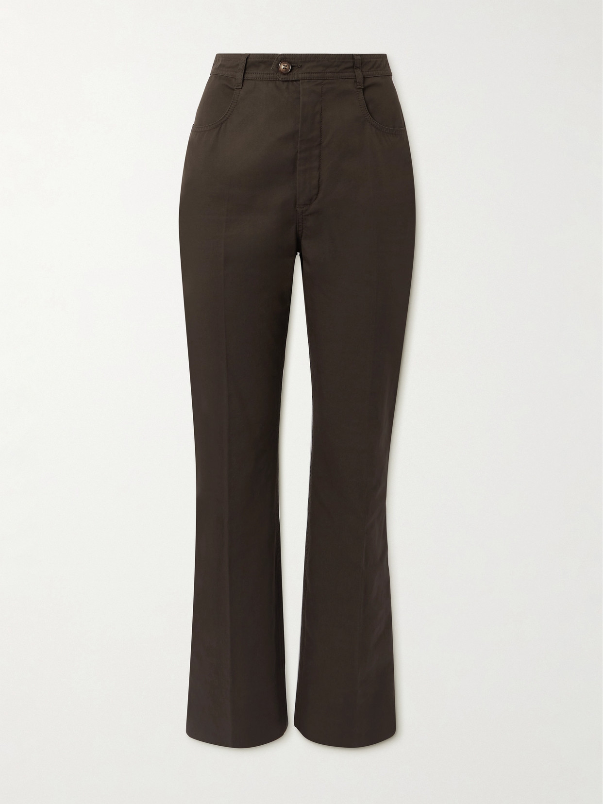 Saint Laurent Cotton-twill Straight-leg Trousers In Brown