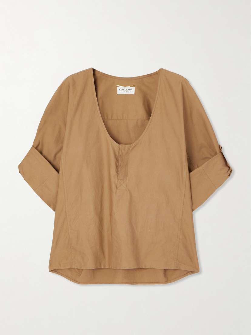 Saint Laurent Cotton And Linen-blend Twill Top