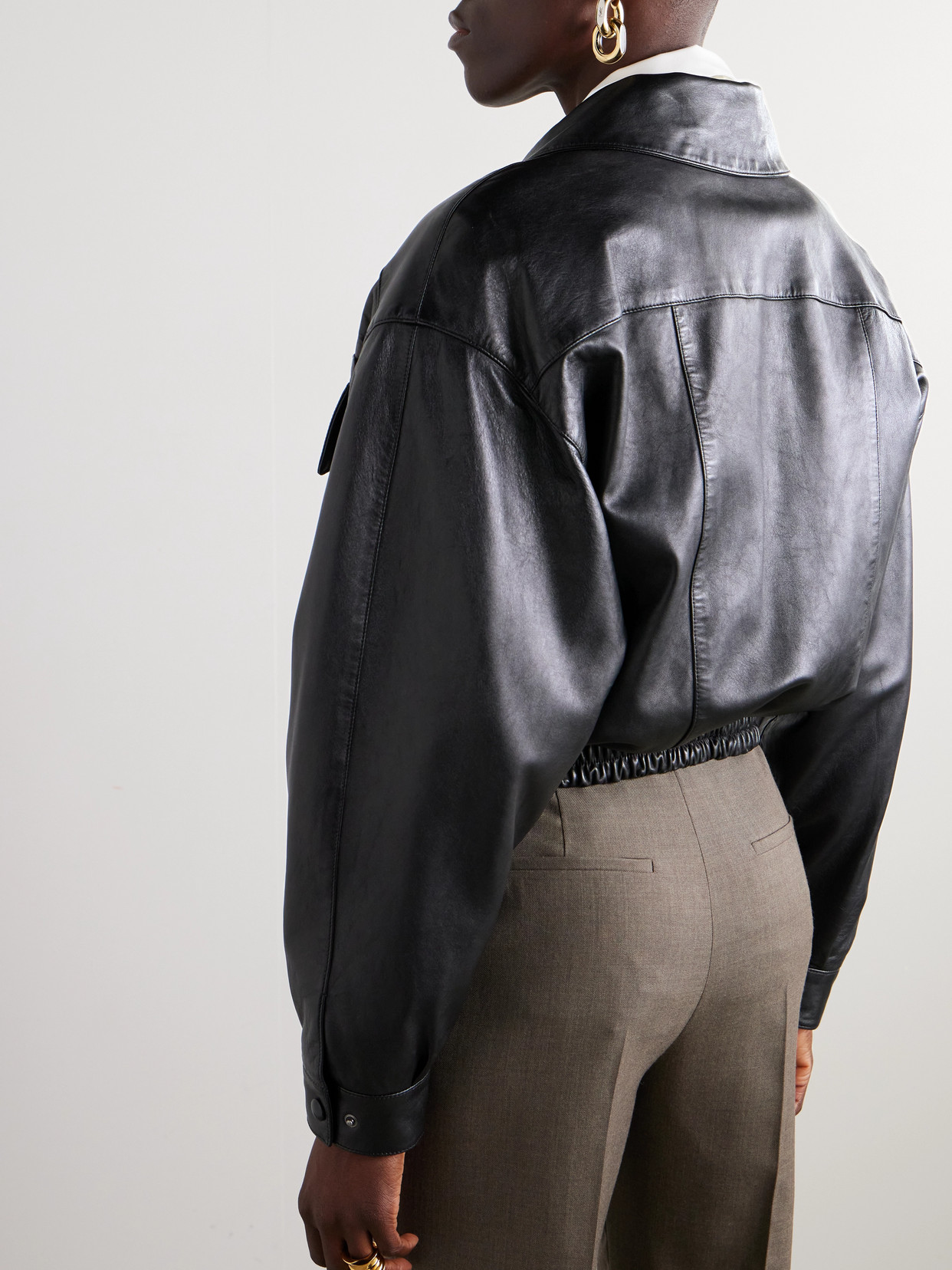Saint Laurent Leather Jacket In Black