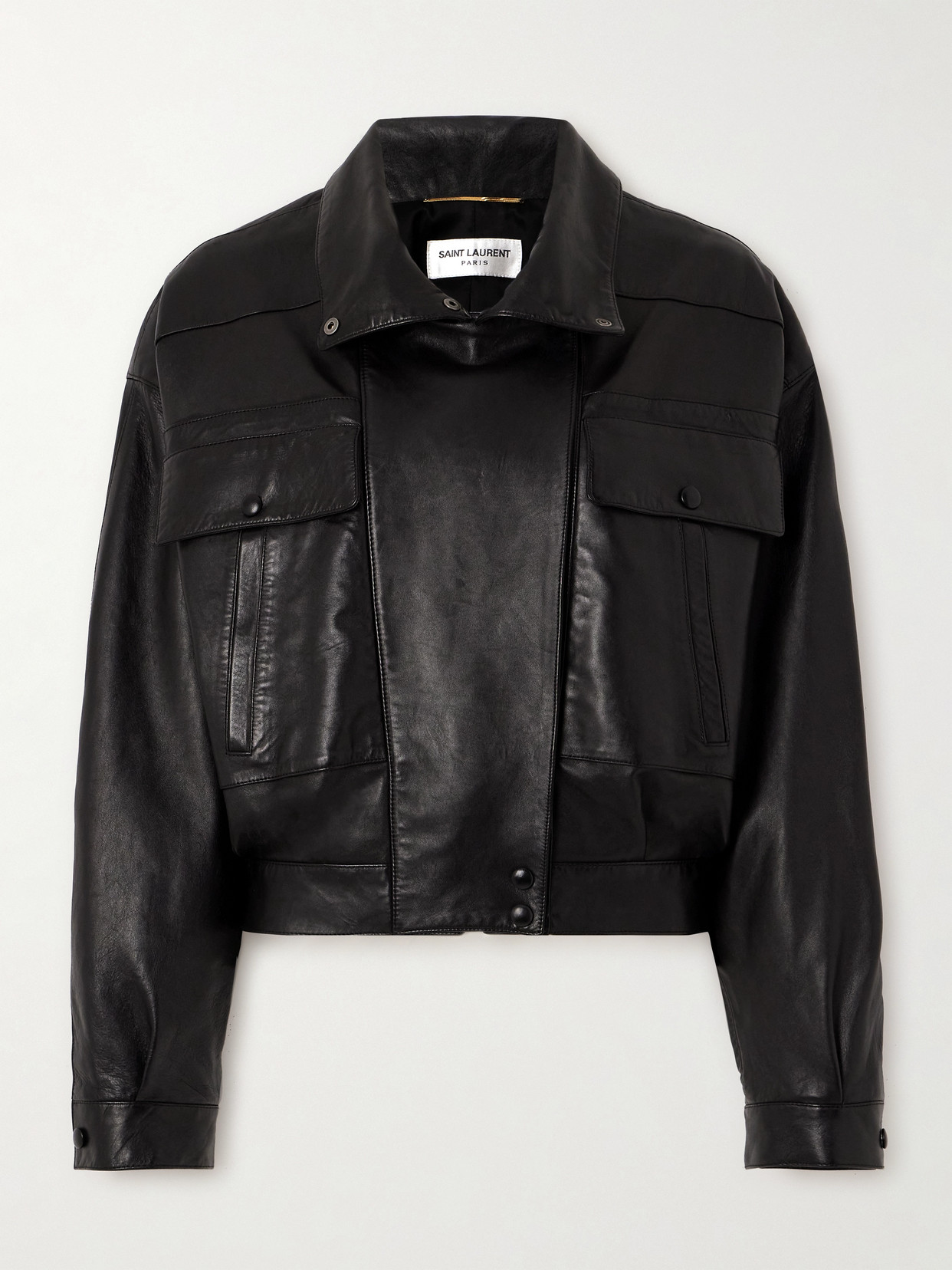 Saint Laurent Leather Jacket In Black