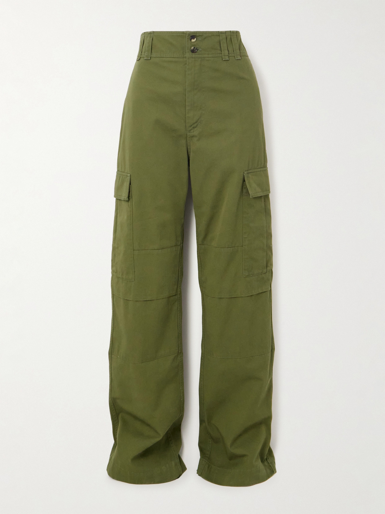 Saint Laurent Cotton-twill Straight-leg Cargo Pants In Green