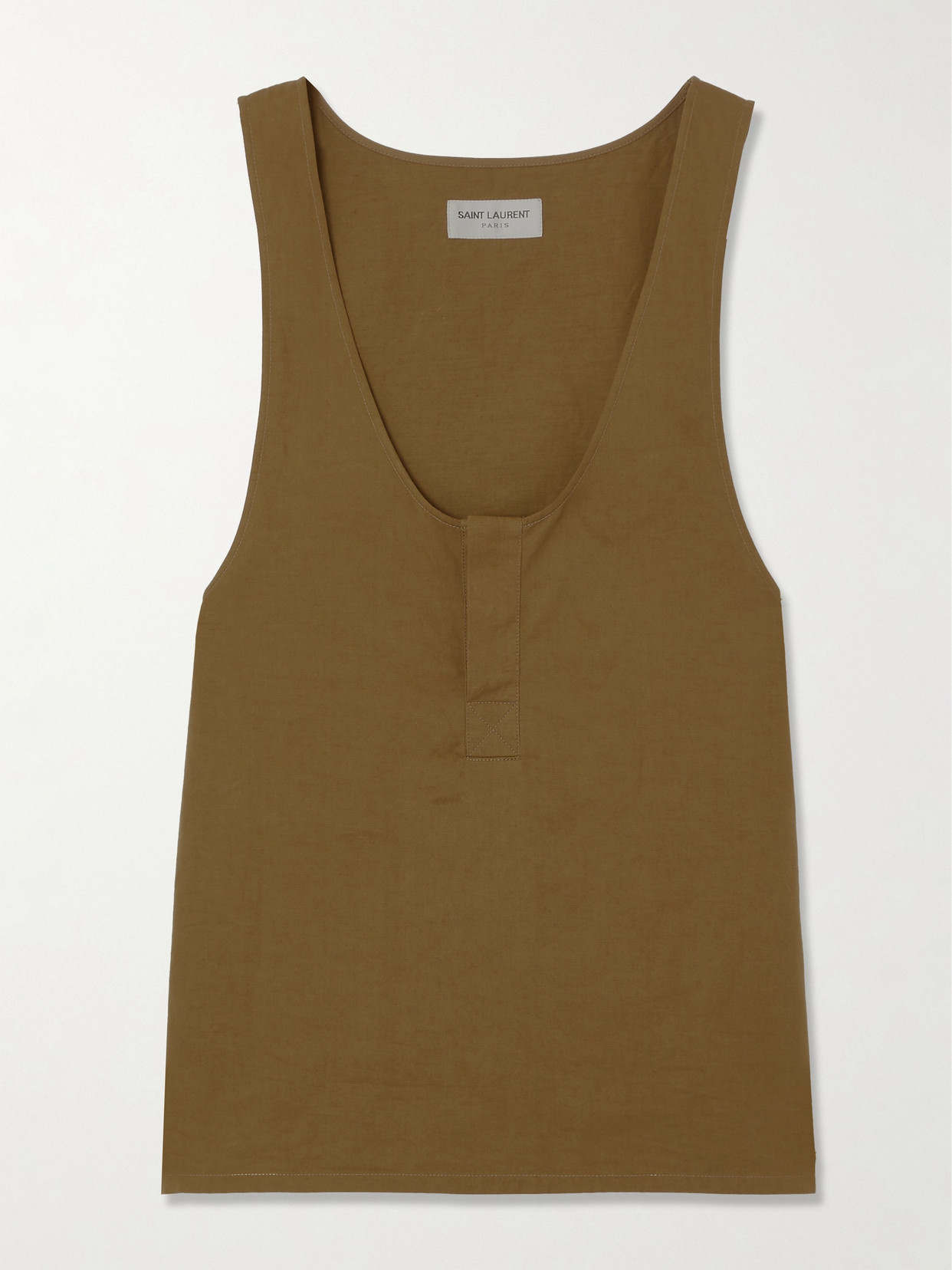 Shop Saint Laurent Cotton And Linen-blend Tank In Green