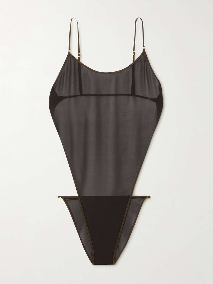 Saint Laurent Open-back Stretch-silk Georgette Bodysuit