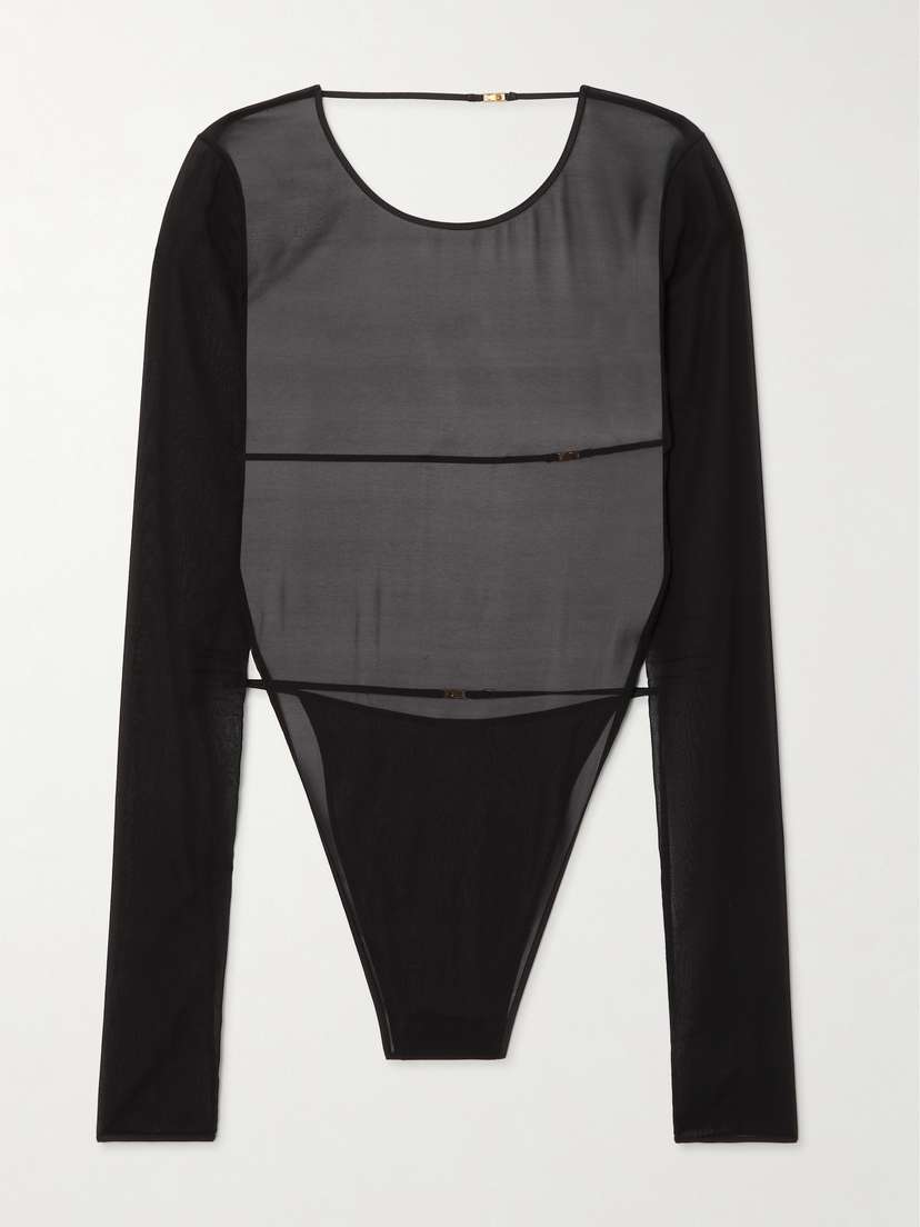 Saint Laurent Open-back Silk-blend Georgette Bodysuit