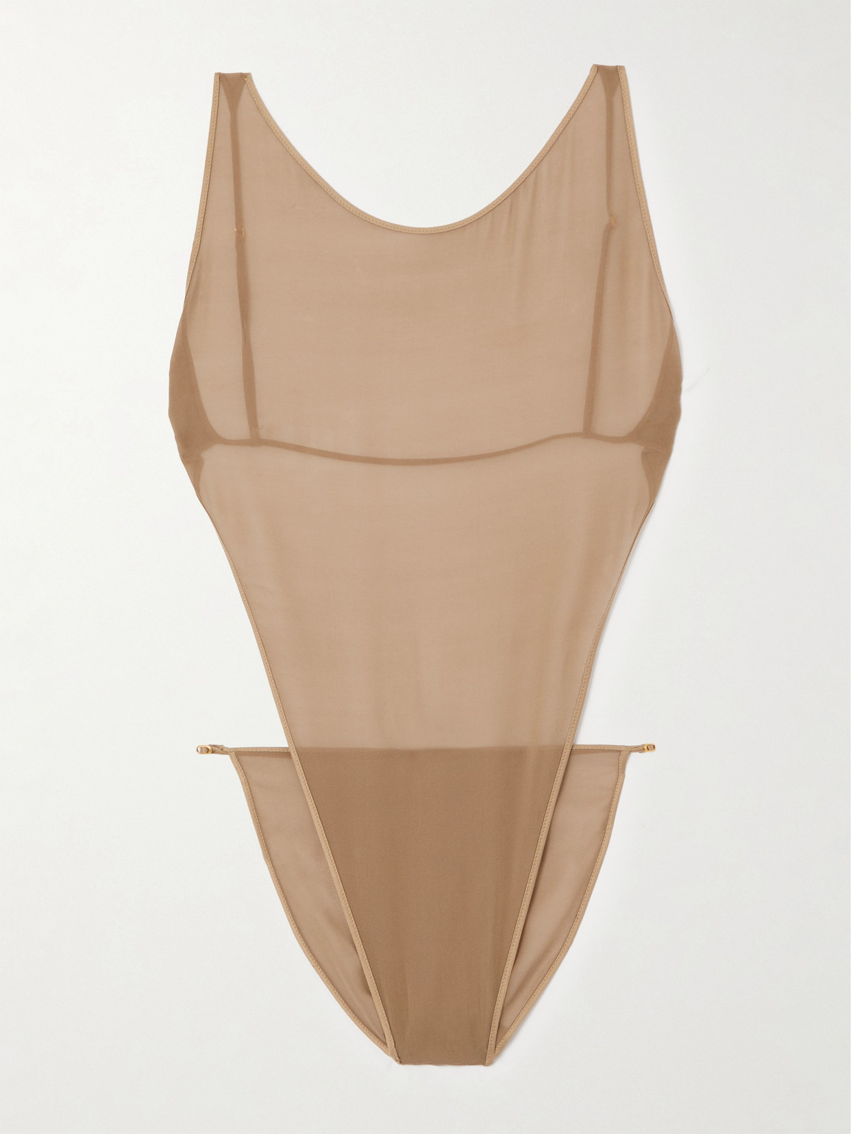 Saint Laurent Open-back Silk-blend Georgette Bodysuit In Neutrals