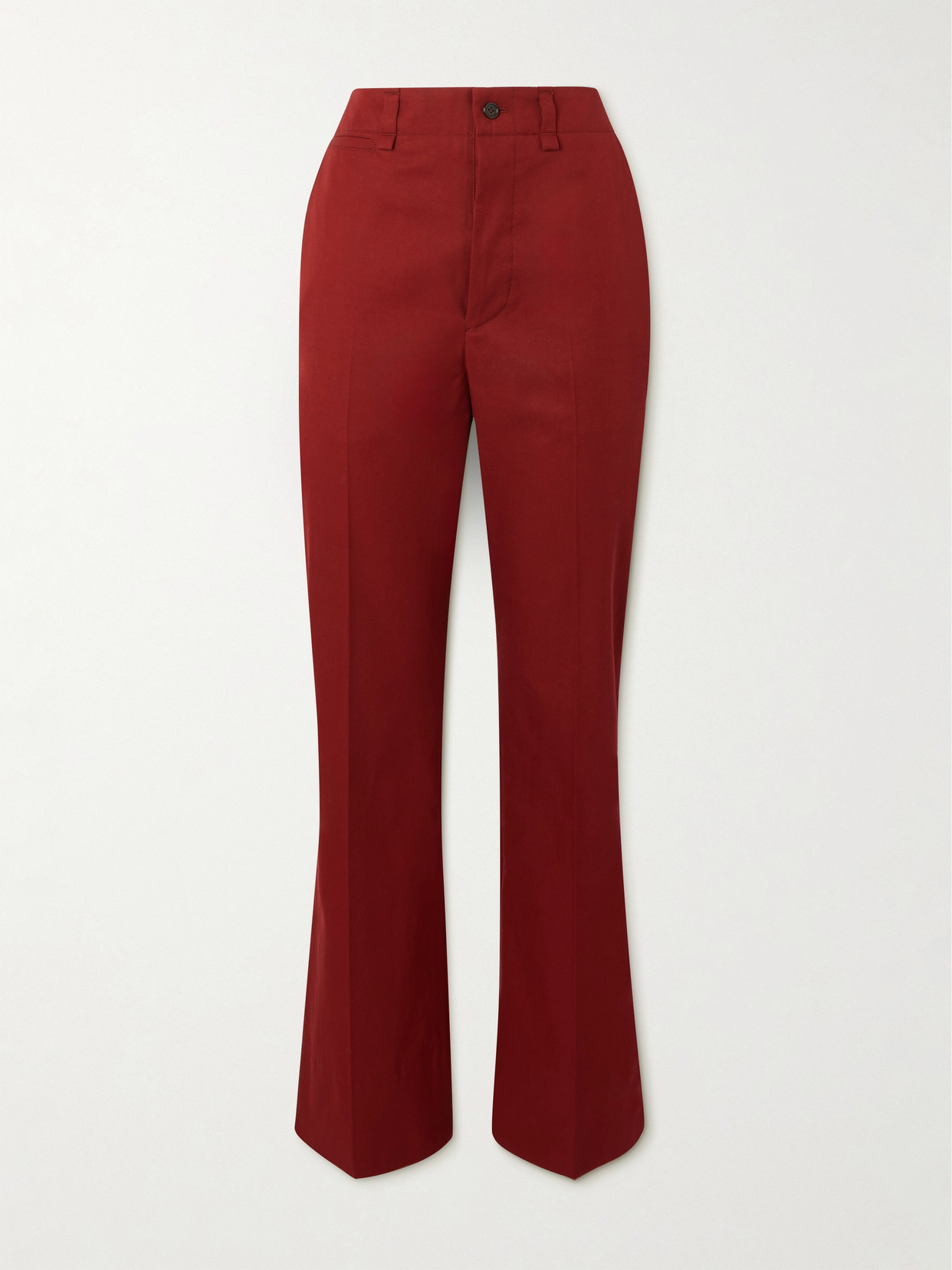 Saint Laurent Cotton-twill Straight-leg Pants In Burgundy