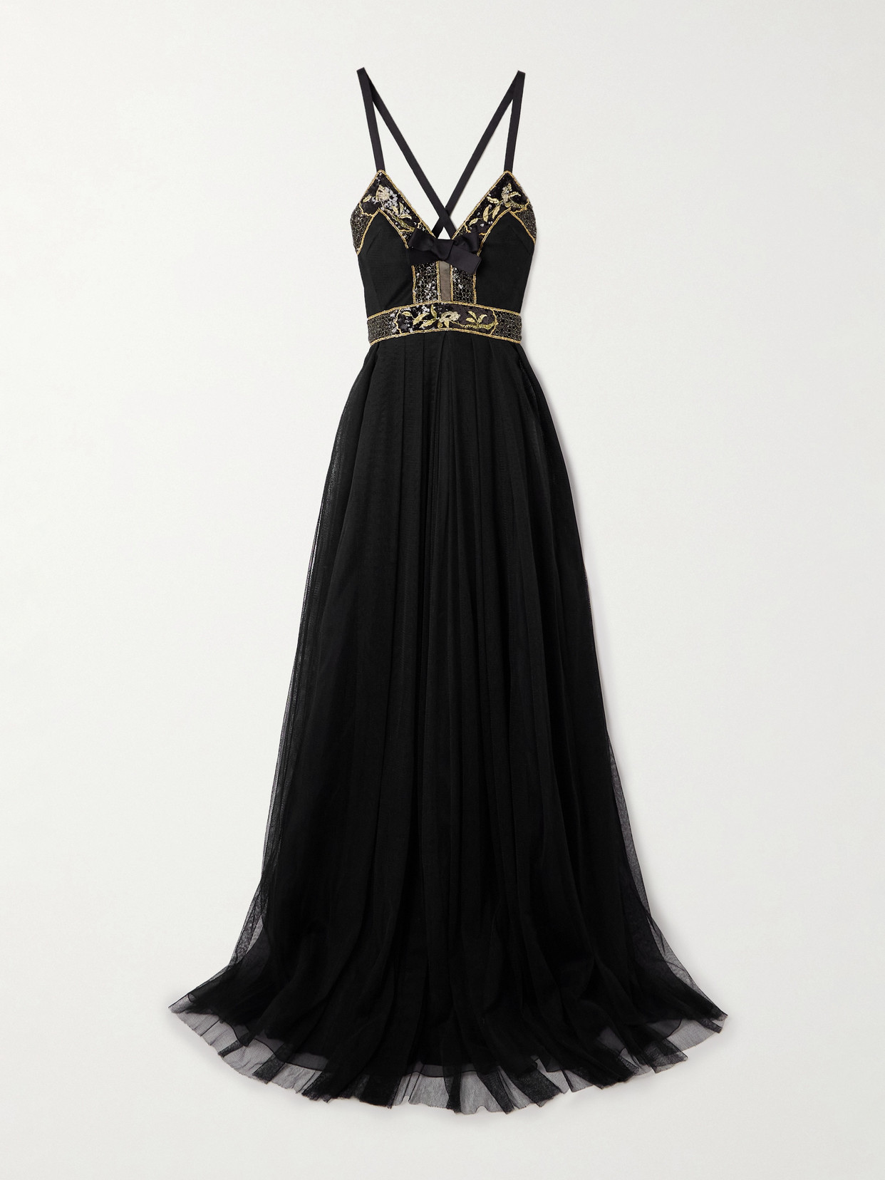Giambattista Valli - Sequined Embroidered Bow-detailed Tulle Gown - Black