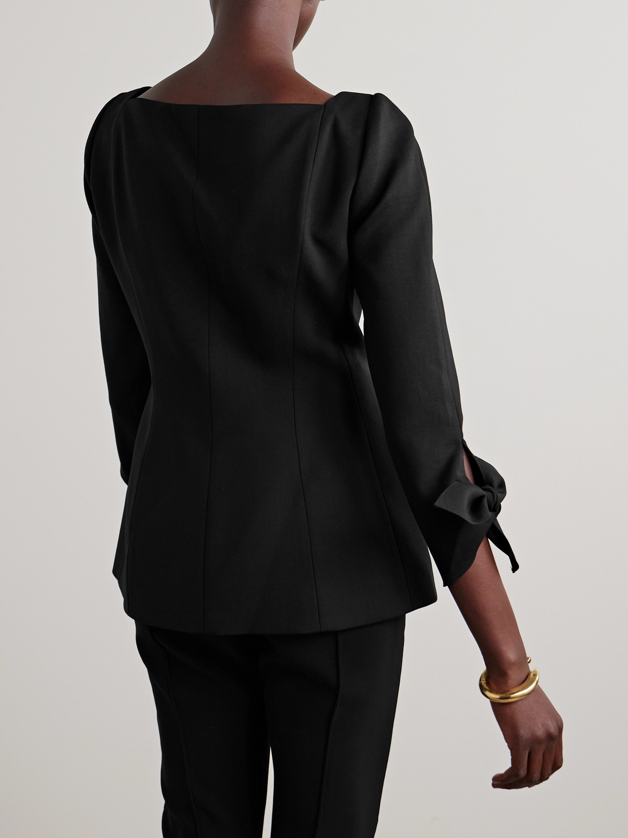 Carolina Herrera Bow-detailed Wool-blend Jacket In Black