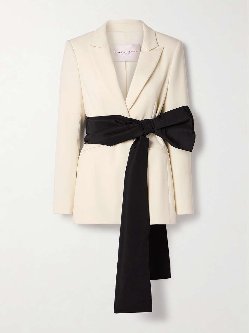 Carolina Herrera Belted Wool-blend Crepe Blazer