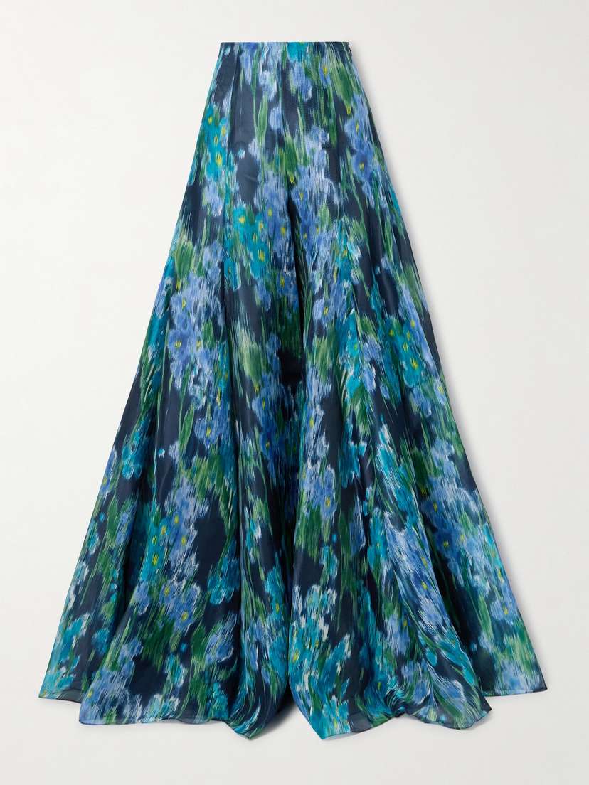 Carolina Herrera Floral-print Silk-organza Wide-leg Pants