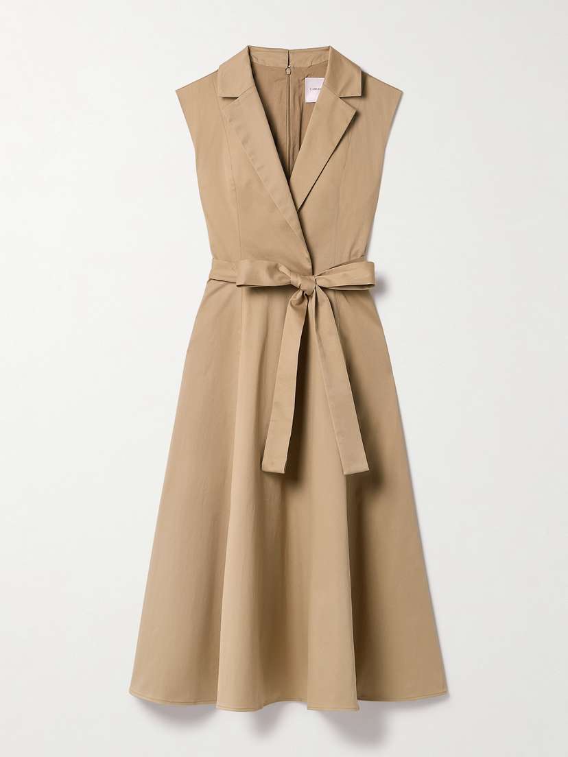 Carolina Herrera Belted Wrap-effect Cotton-blend Gabardine Midi Dress