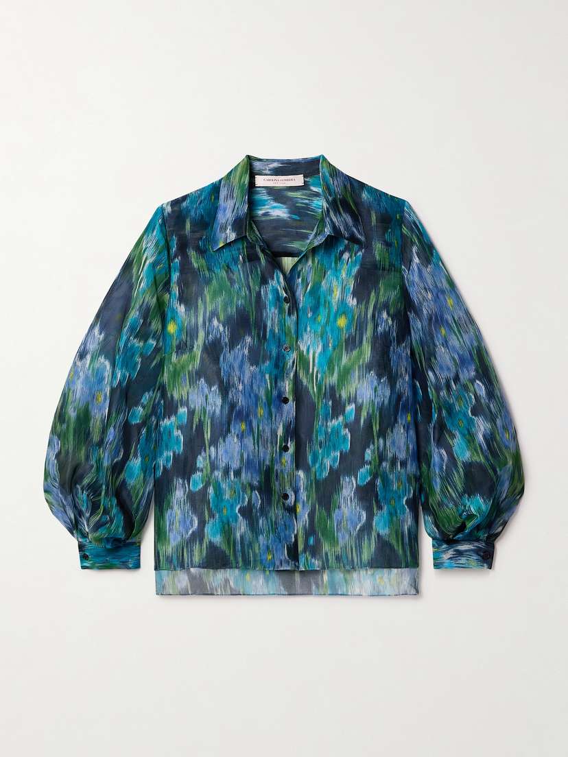 Carolina Herrera Floral-print Silk-organza Shirt