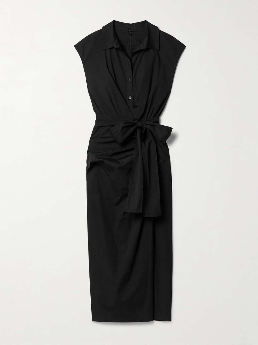 Carolina Herrera Belted Wrap-effect Cotton-blend Poplin Midi Shirt Dress - US0