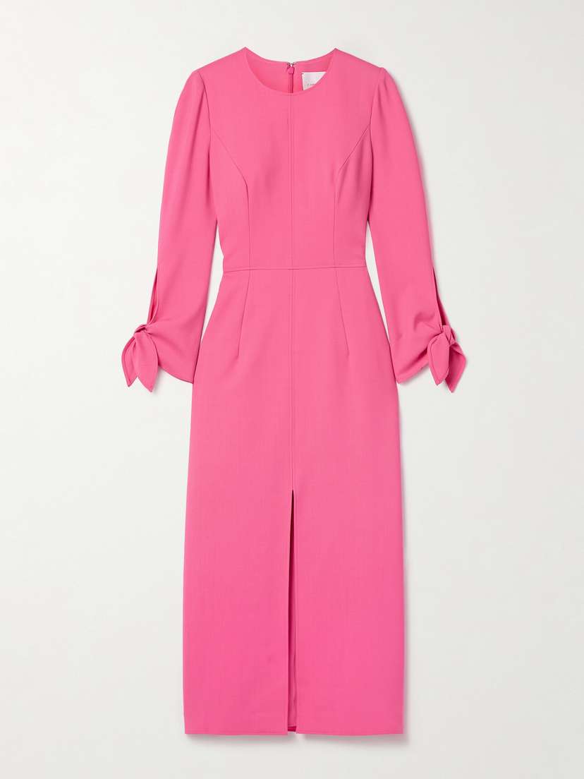 Carolina Herrera Tie-detailed Wool-blend Midi Dress