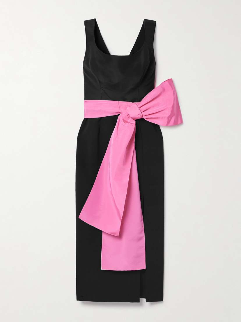 Carolina Herrera Belted Silk-faille And Crepe Midi Dress