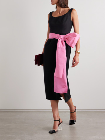 Carolina Herrera Belted silk-faille and crepe midi dress