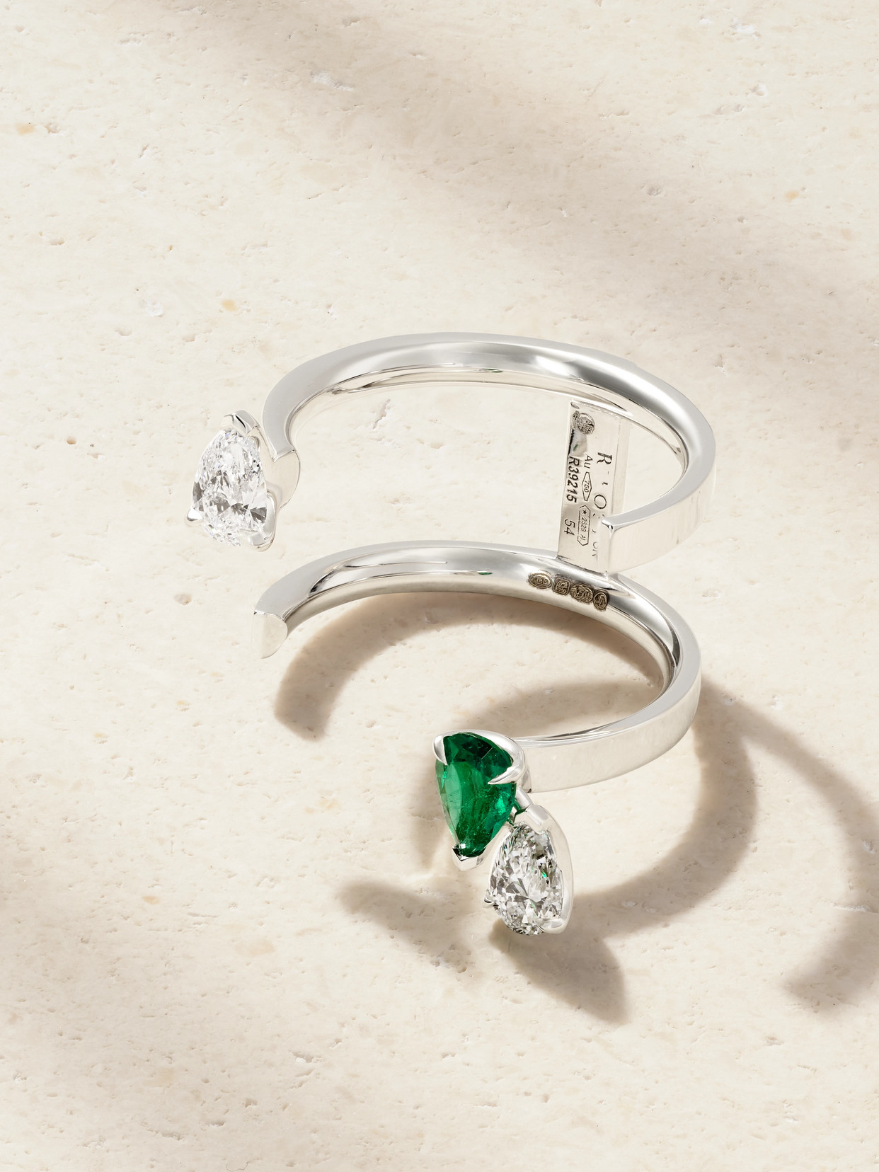 Repossi Serti Sur Vide 18-karat White Gold, Diamond And Emerald Ring In Green