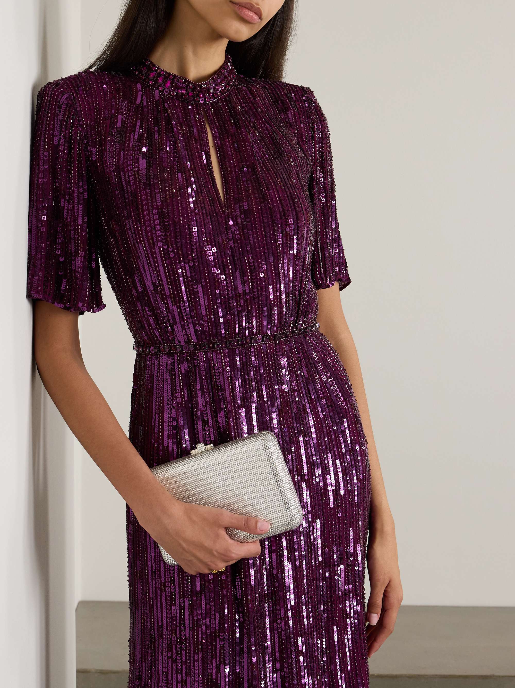 JENNY PACKHAM Viola bead-embellished sequined georgette gown JENNY PACKHAM Viola bead-embellished sequined georgette gown
