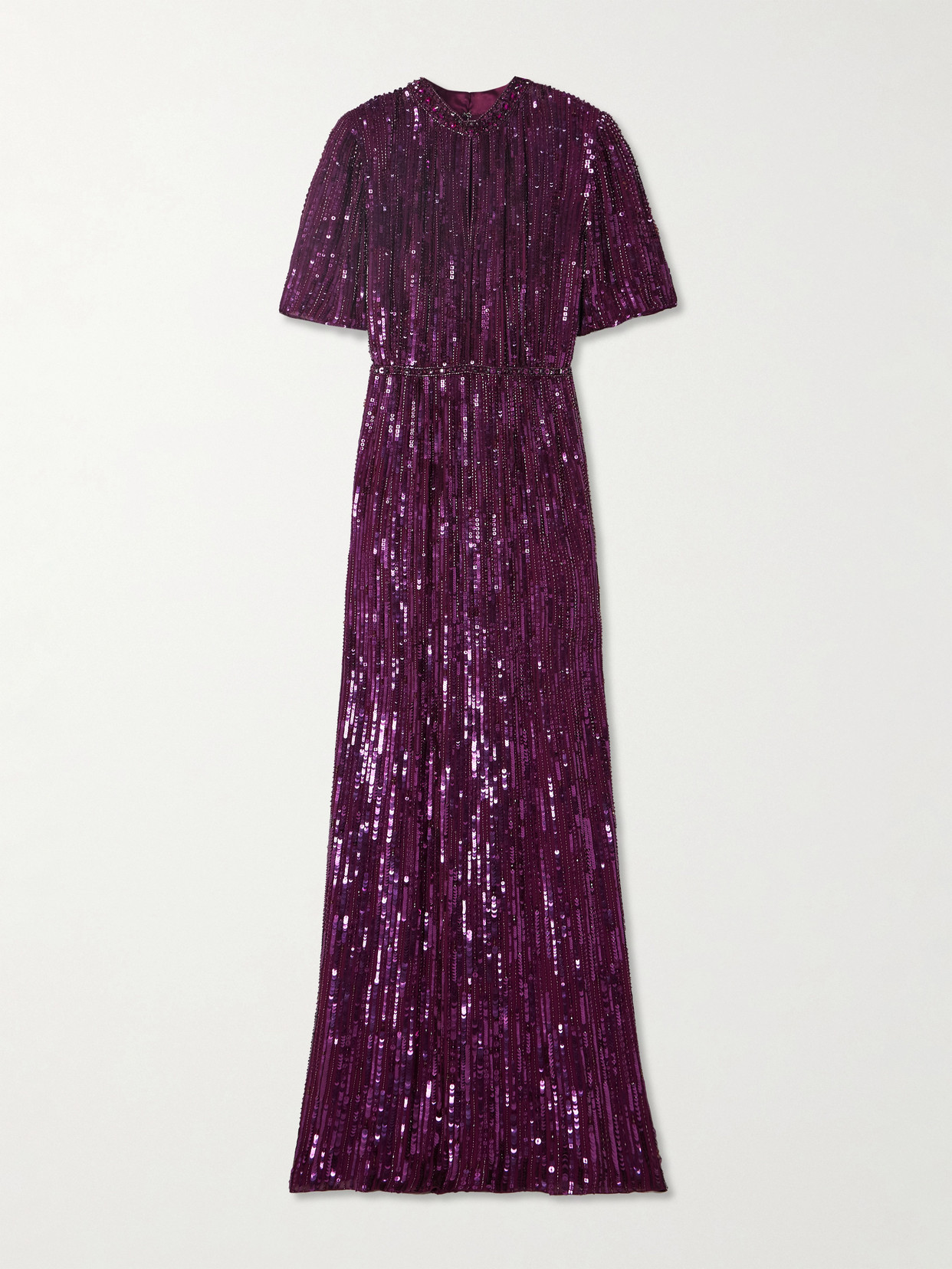 Jenny Packham Viola Bead-embellished Sequined Georgette Gown In Purple