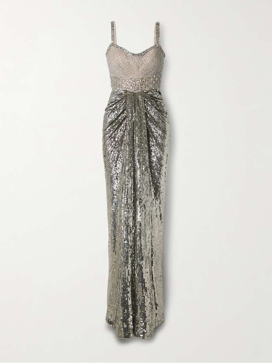 only you draped embellished tulle gown