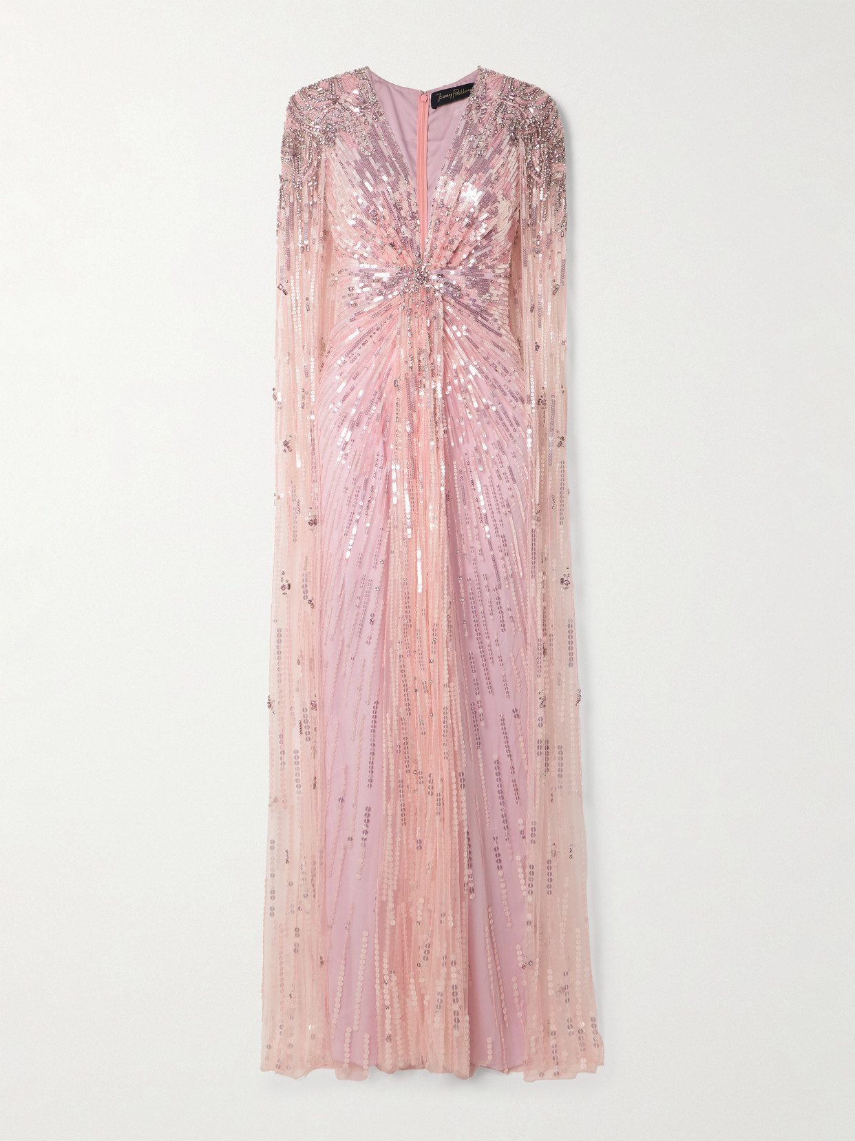 Jenny Packham - Gold Rush Embellished Cape-effect Tulle Gown - Antique rose