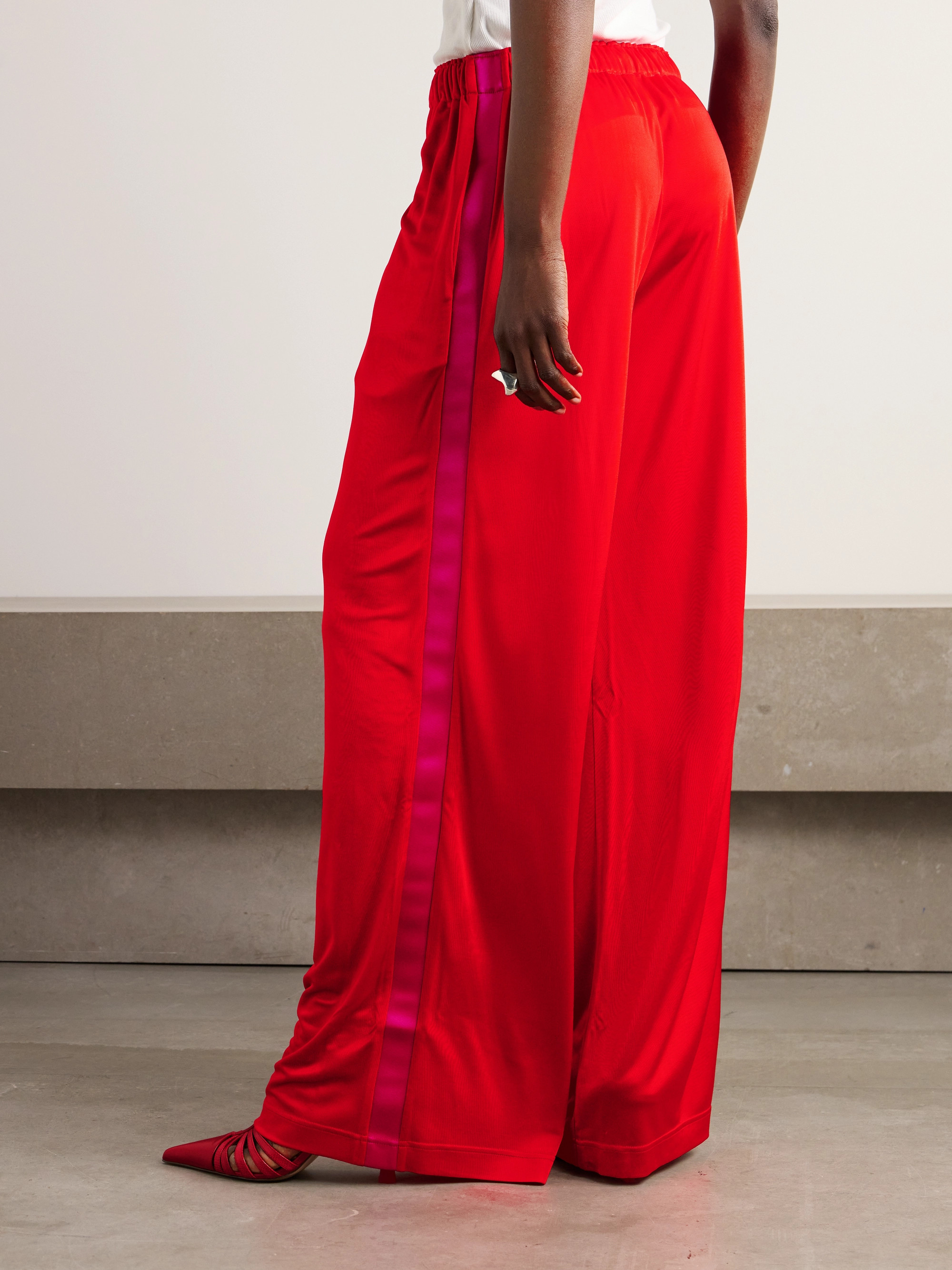 AZ Factory Aka wide-leg striped satin pajama pants