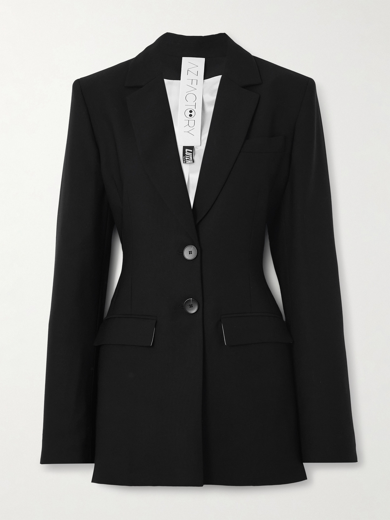 Az Factory + Lutz Huelle Simone Wool-blend Twill Blazer In Black