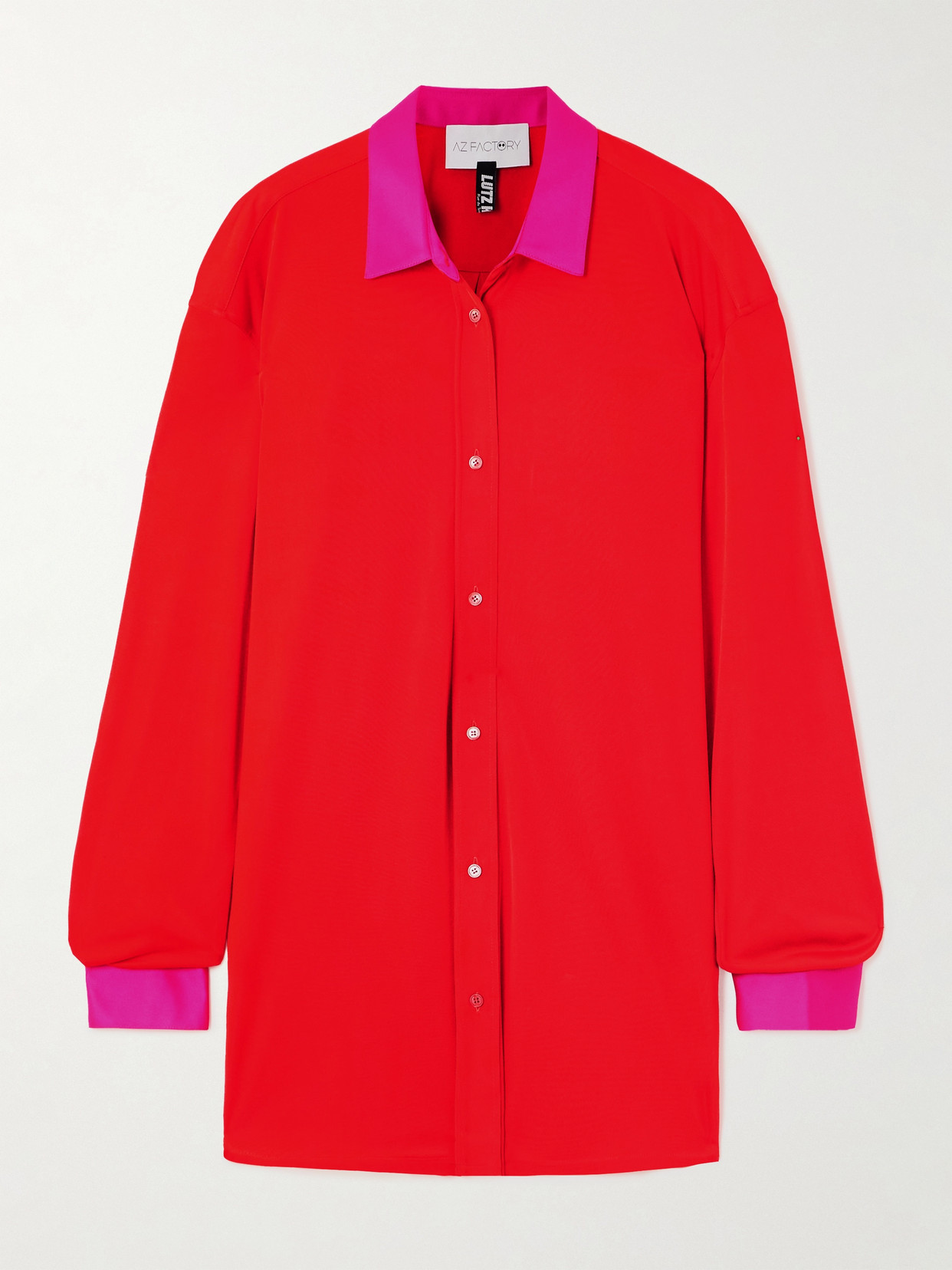 Az Factory Aka Contrasting Cuffs Shirt In Red