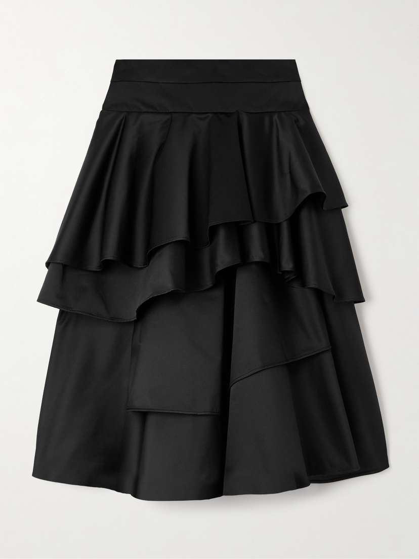 AZ Factory Lottie Asymmetric Ruffled Crepe Skirt