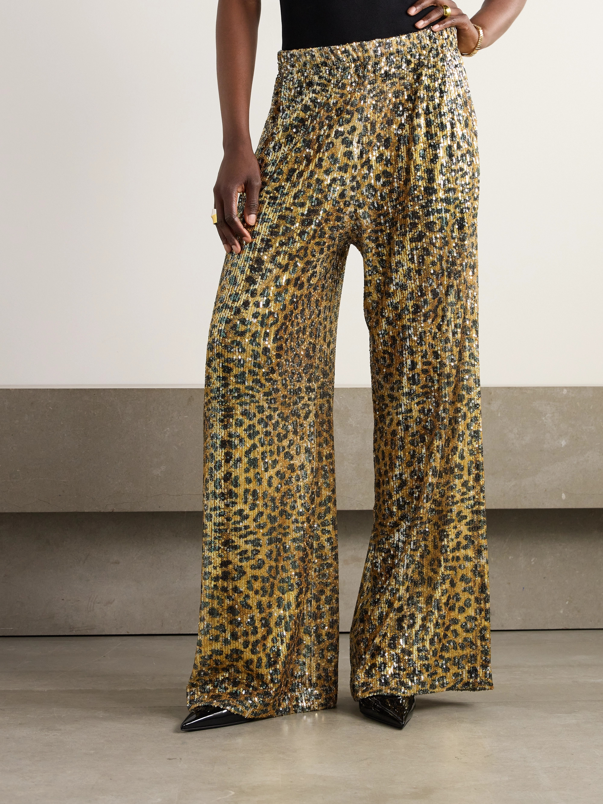 AZ Factory Idril leopard-print sequined crepe wide-leg pants