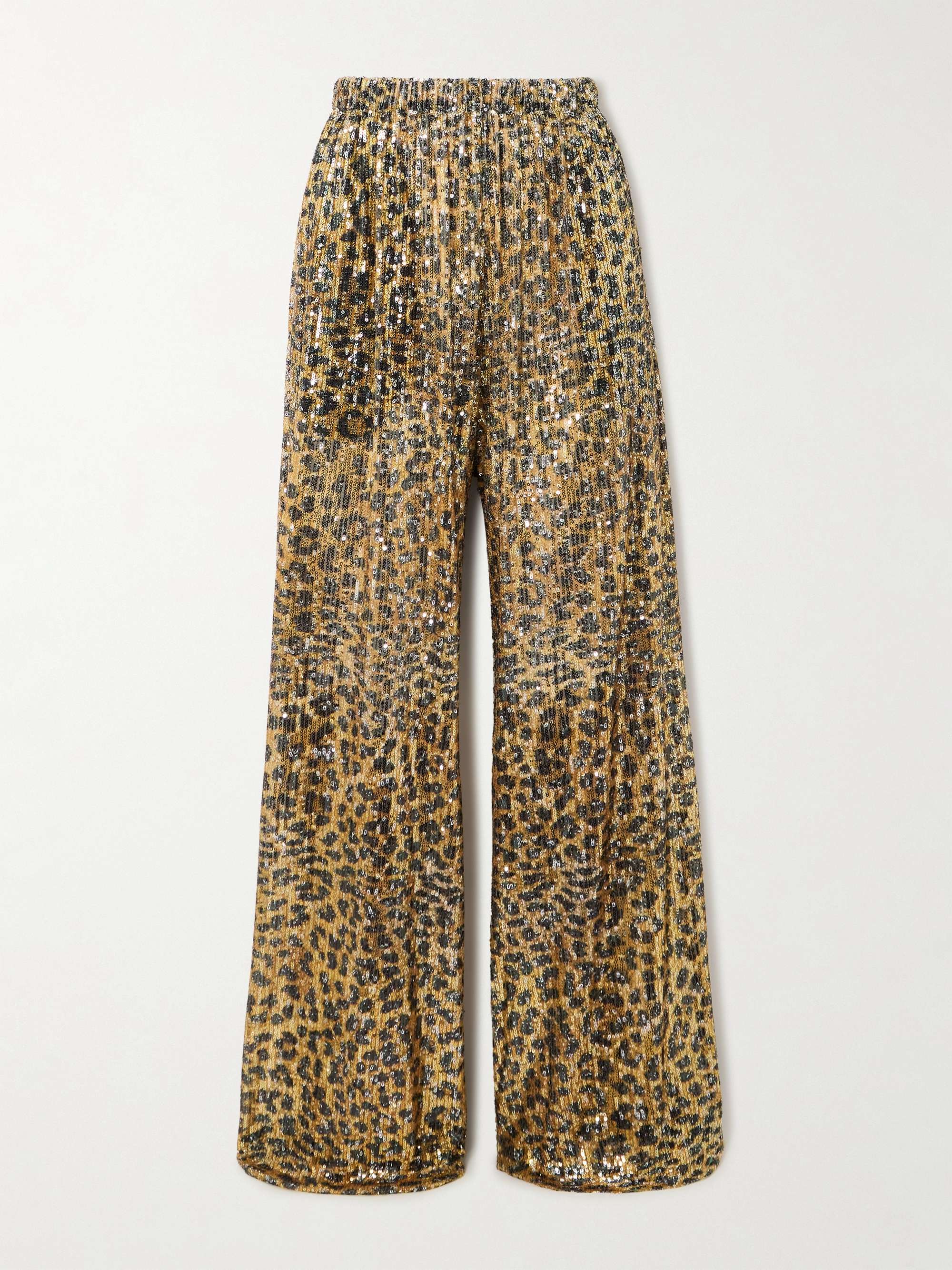 送料無料◆2024新品  Idril FACTORY AZ leopard-print pants wide-leg crepe sequined パンツ