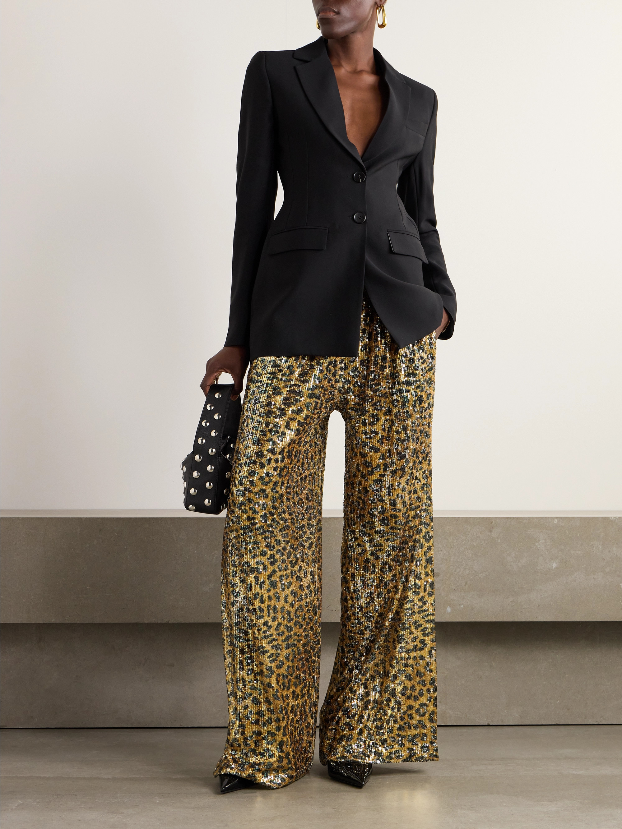 AZ Factory Idril leopard-print sequined crepe wide-leg pants
